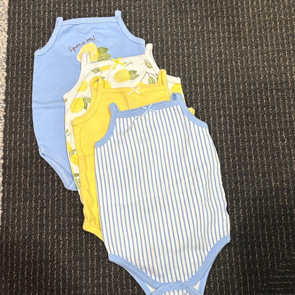 Hudson Baby Blue, Yellow, and Lemon Print Bodysuit Set